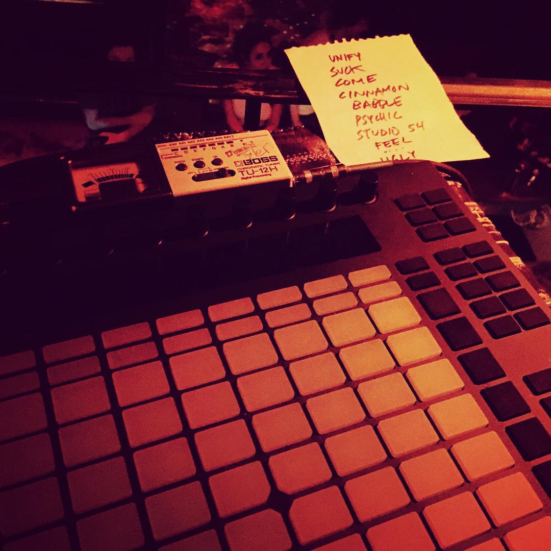 Setlist and launch pad on stage