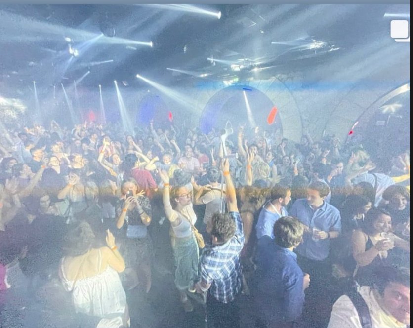 Crowd with blue lights