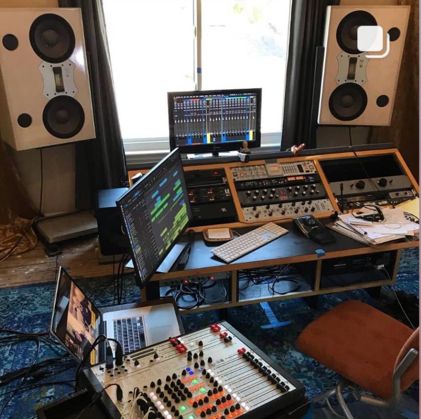 Studio with large speakers